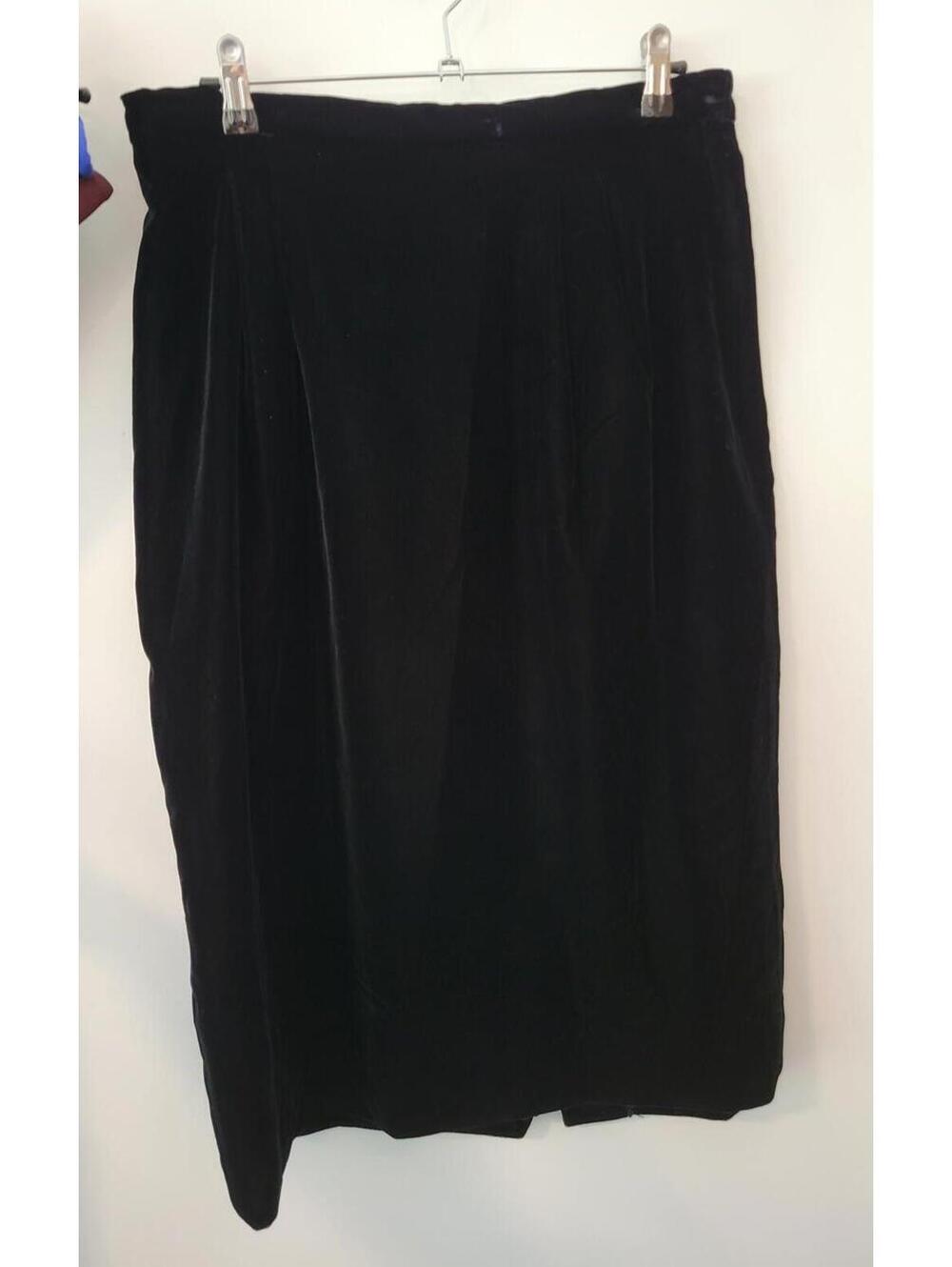 Vintage Black Velvet Midi Skirt Size 14